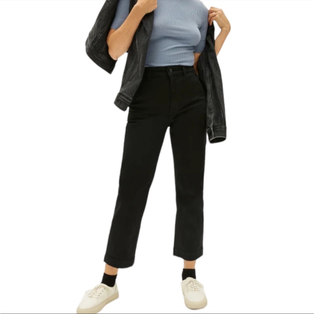 EVERLANE The Straight Leg Crop Pants Black